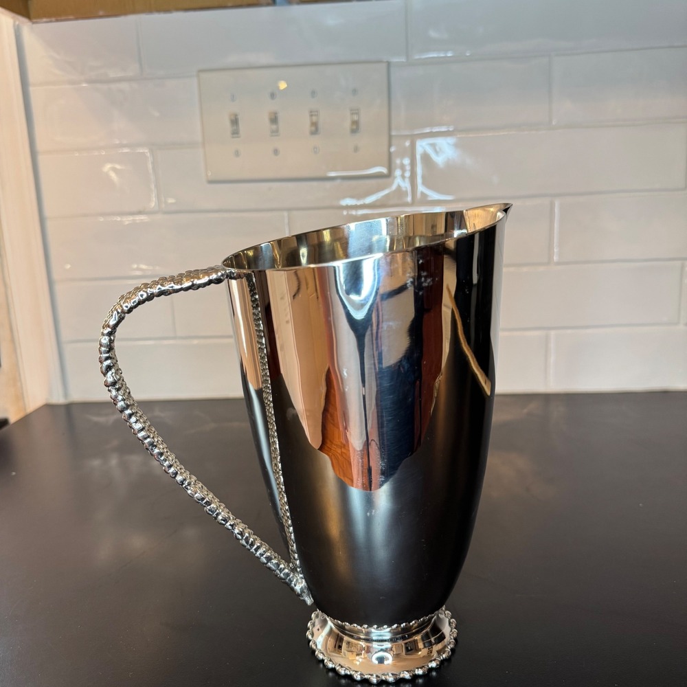 Michael Aram Molten Pitcher Home 9.5in Silver Beaded Handle Contemporary